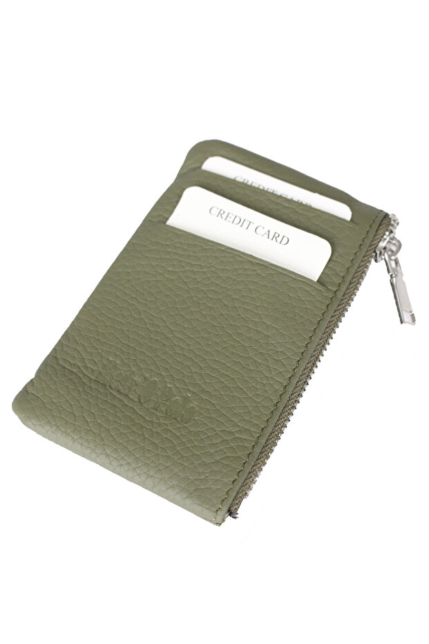 Mpcuz 101 Women's Unisex, Genuine Leather, Wallet Card Holder Khaki
