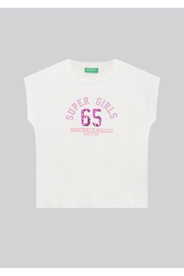 United Colors of "Super Girls 65" White with Sequin Detail