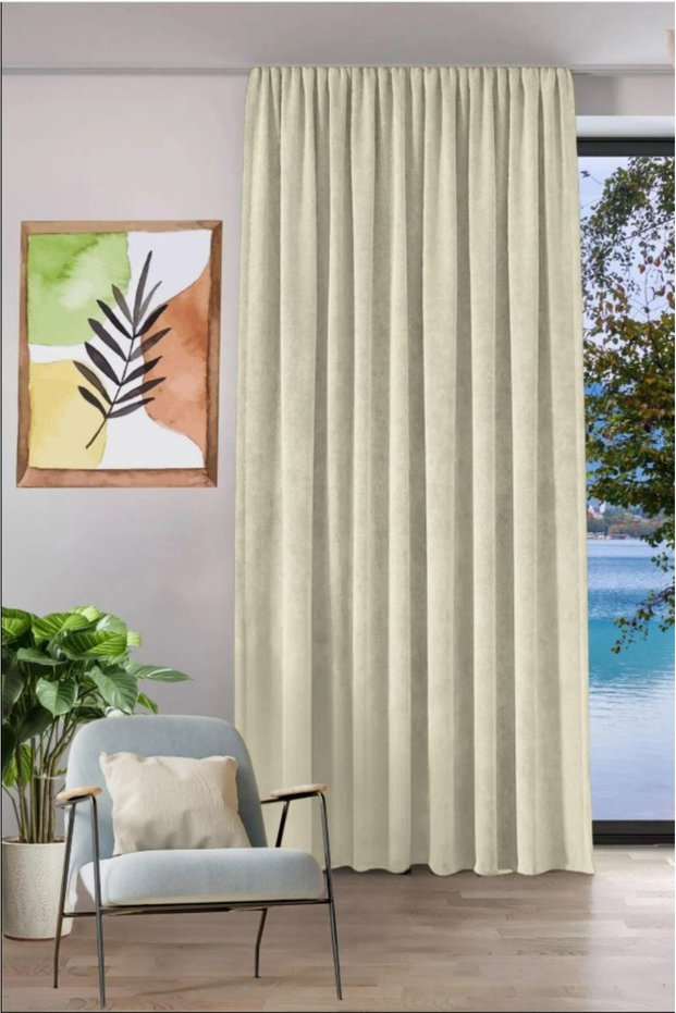 Linen-Look Non-Pleated Curtain Suitable for Custom Size Living Room Hotel Living Room Children's Room Single Wing Stone