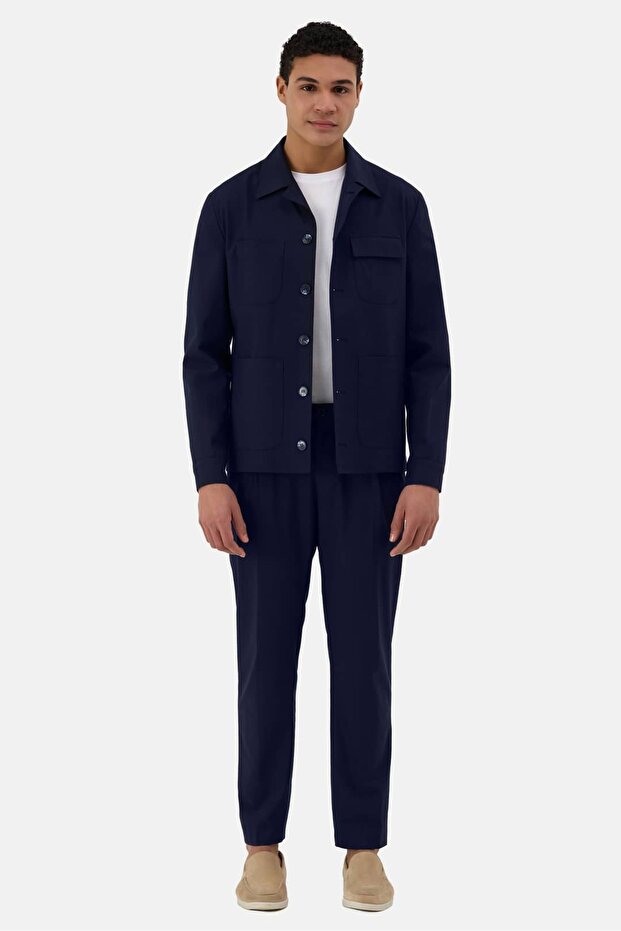 Navy Blue Coat Pants Sports Set 5298-07
