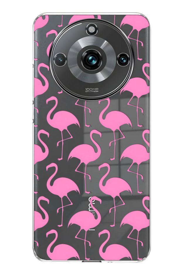 Realme 11 Pro / 11 Pro Plus Compatible Flamingo Patterned Transparent Phone Case