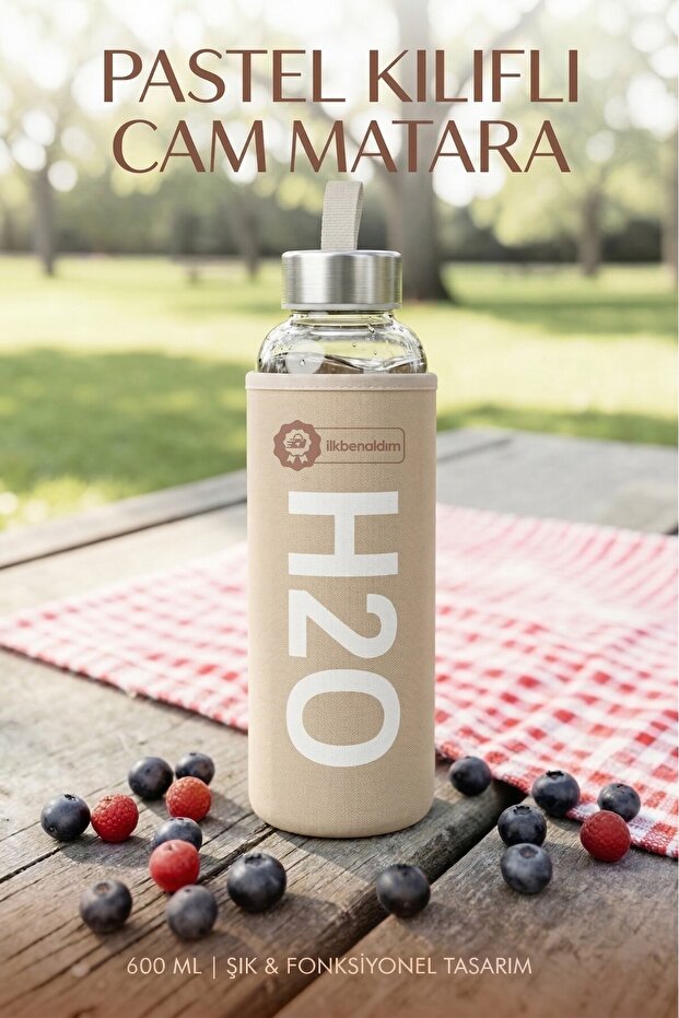 600 ml Glass Flask with Pastel Case | Stylish Design, Portable, Healthy and Durable Water Bottle