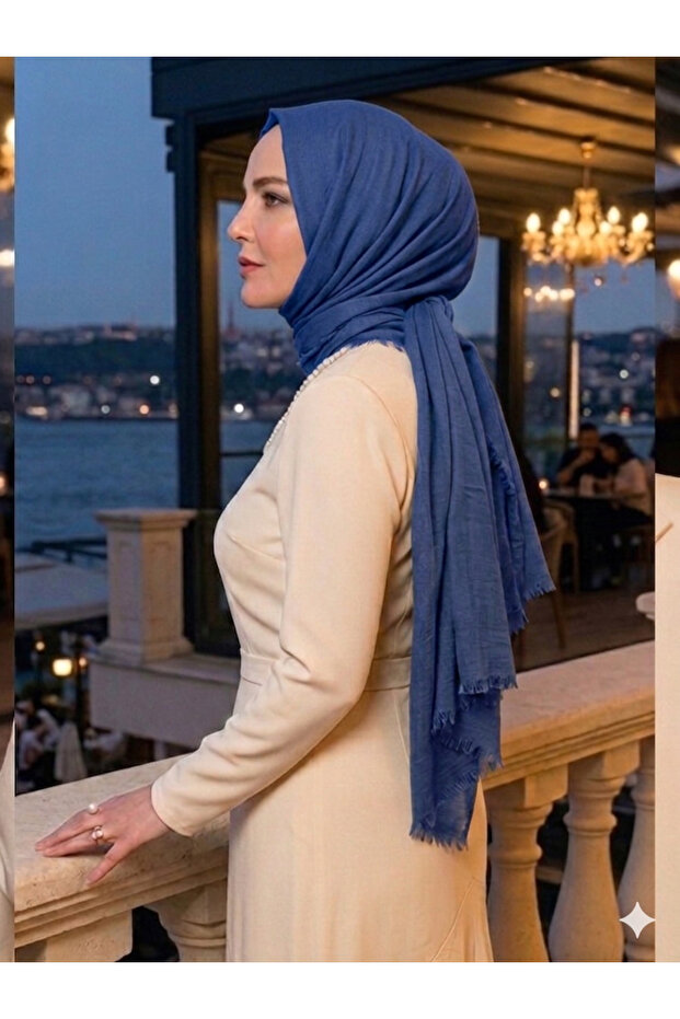 سلسلة آيا شال قطني رفيع من سلسلة آيا ساكس باللون الأزرق