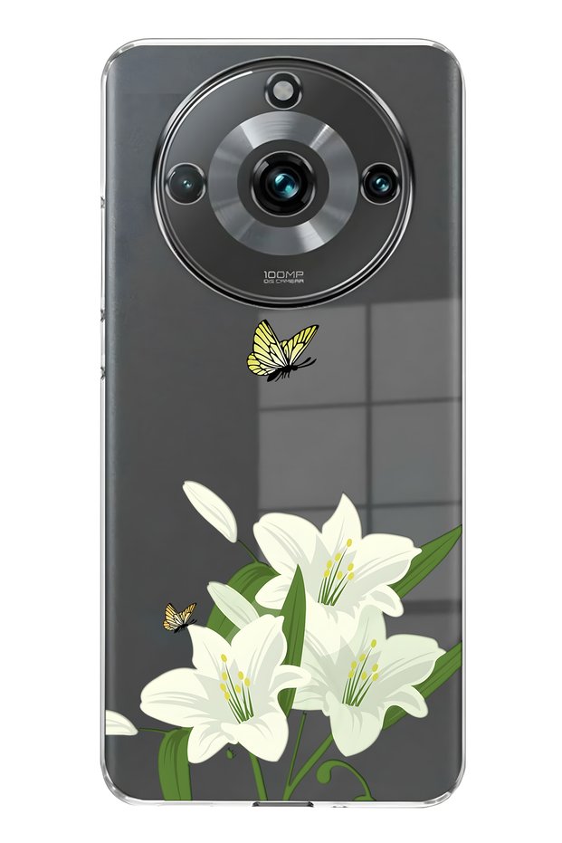 حافظة هاتف شفافة بنمط الزنبق الأبيض متوافقة مع Realme 11 Pro / 11 Pro Plus