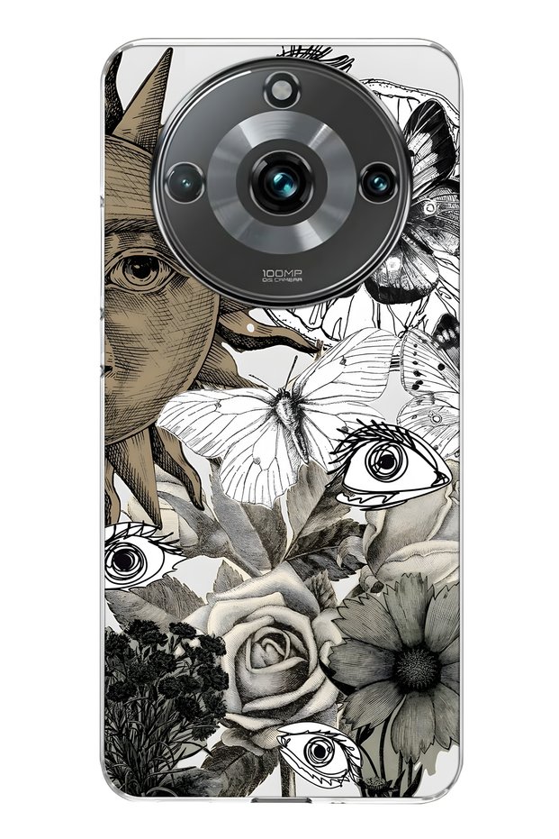 Realme 11 Pro / 11 Pro Plus Compatible Sun and Eye Collage Pattern Transparent Phone Case