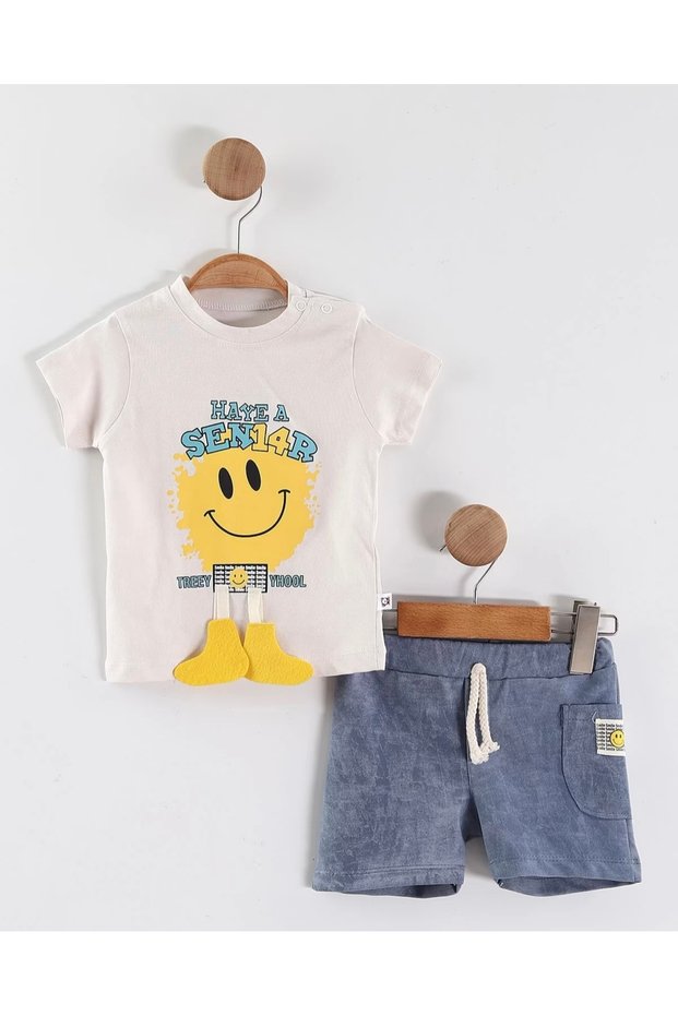 Stone emoji printed shorts superb baby boy summer set