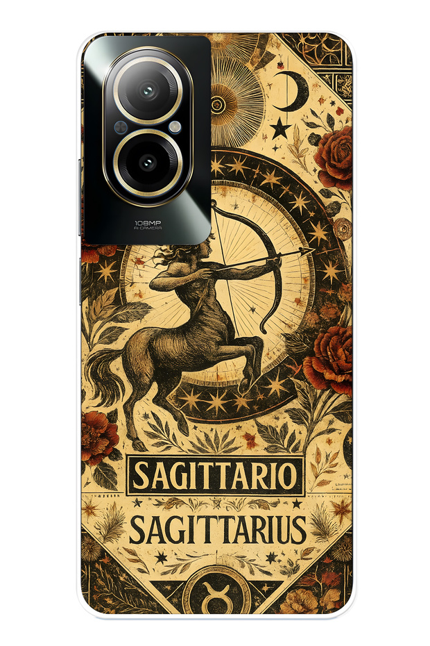 Realme 12 Lite Compatible Sagittarius Patterned Transparent Phone Case