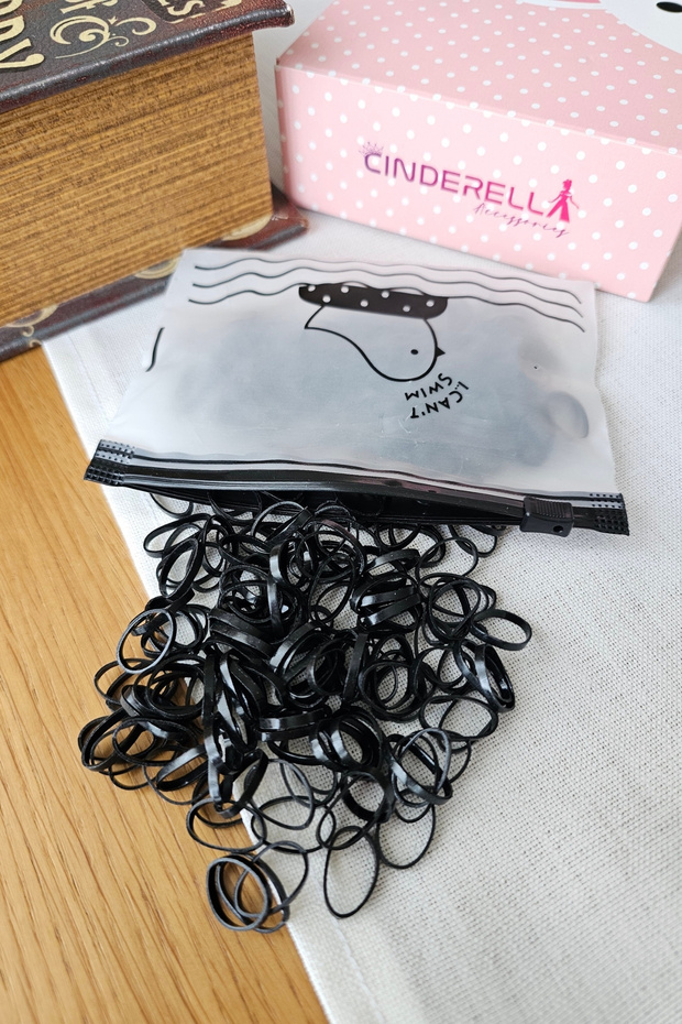 300-Piece Bag of Thick and Durable Girls' Small Black Rubber Bands Set - Baby Mini Hair Braiding Rubber Bands