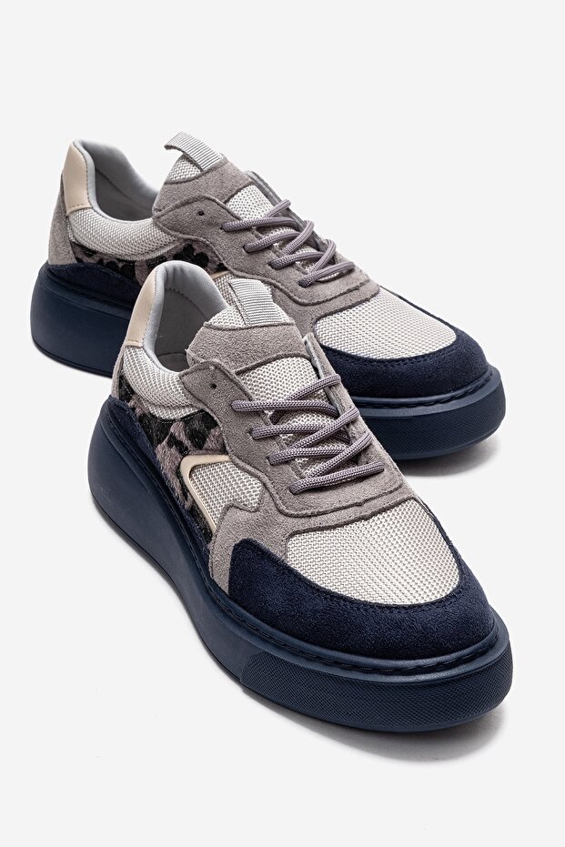Aere Navy Blue Patterned Women's Sports Shoes