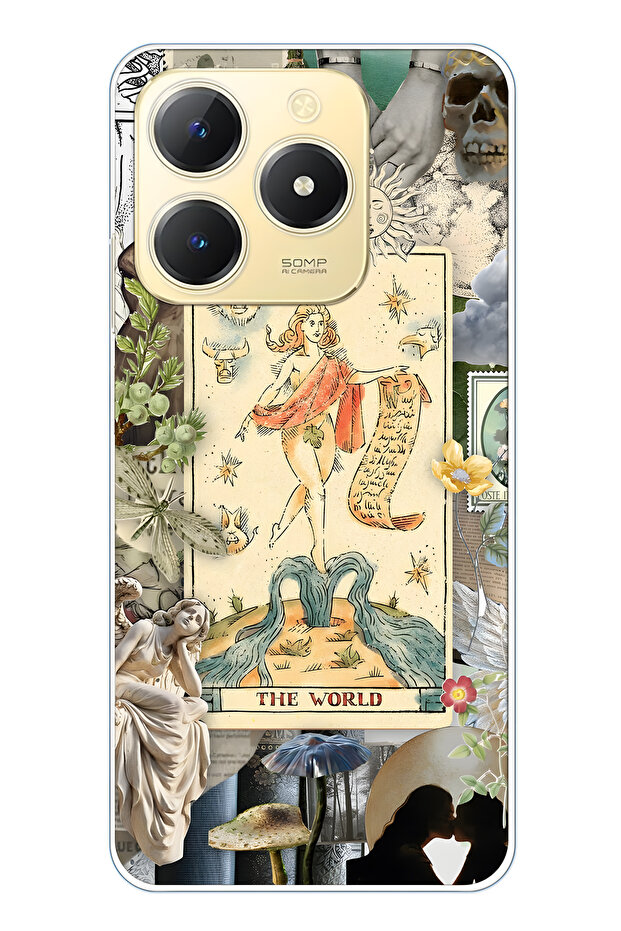 Realme C61 / C63 Compatible Artistic Tarot Collage Pattern Transparent Phone Case