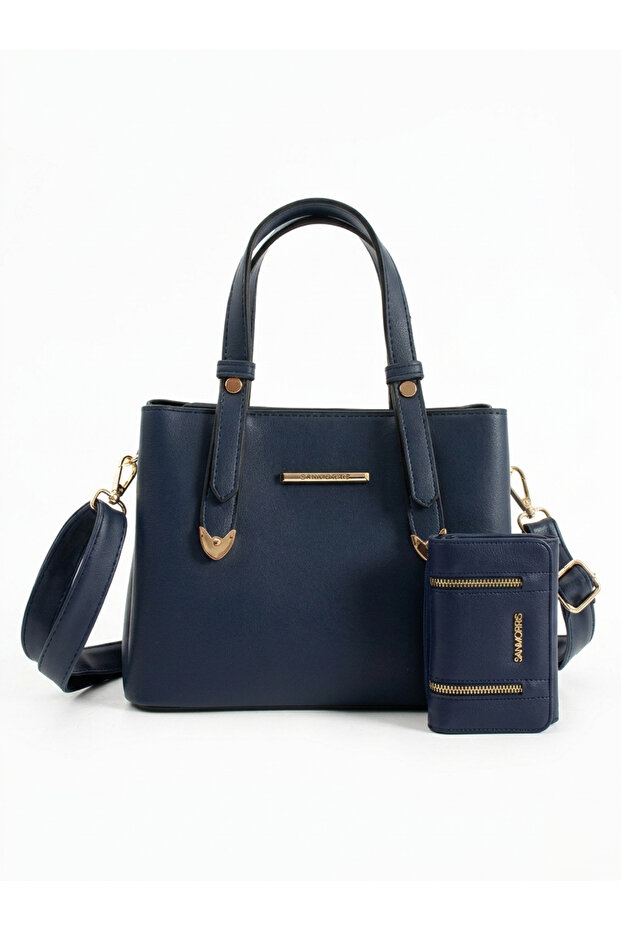 Sanmorris Women's Faux Leather Shoulder Bag and Combination Wallet Set
