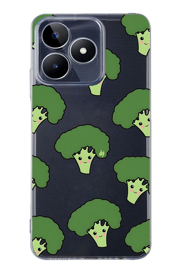 Realme C53 Compatible Cute Broccoli Patterned Transparent Phone Case