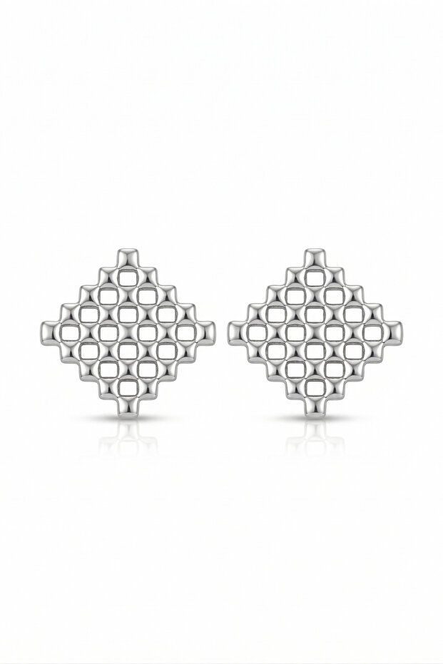 Women's Tile Pattern Rectangular Earrings - 5