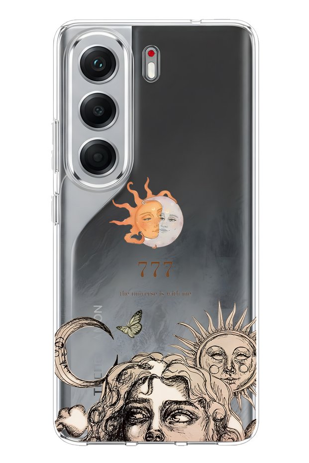 Tecno Camon 40 Pro 5g Compatible Sun and Moon 777 Pattern Transparent Phone Case