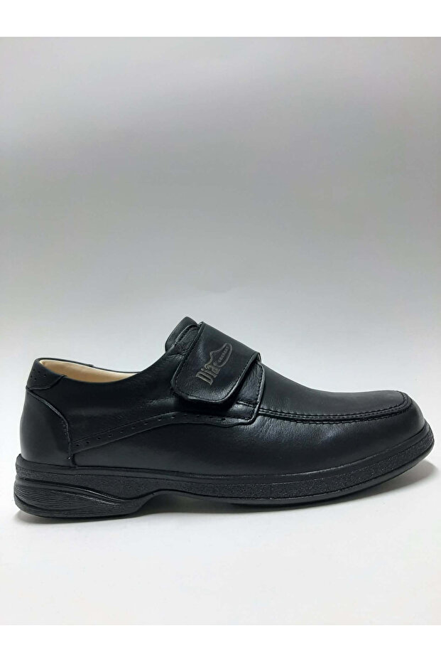 Genuine Leather Black Velcro Orthopedic Lightweight Comfortable Anatomical Diabetic Men's Shoes