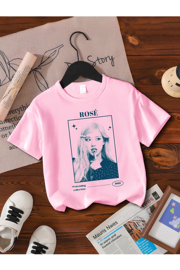 Rose from Blackpink Printed 100% Cotton Regular Fit Children's and Youth T-Shirt