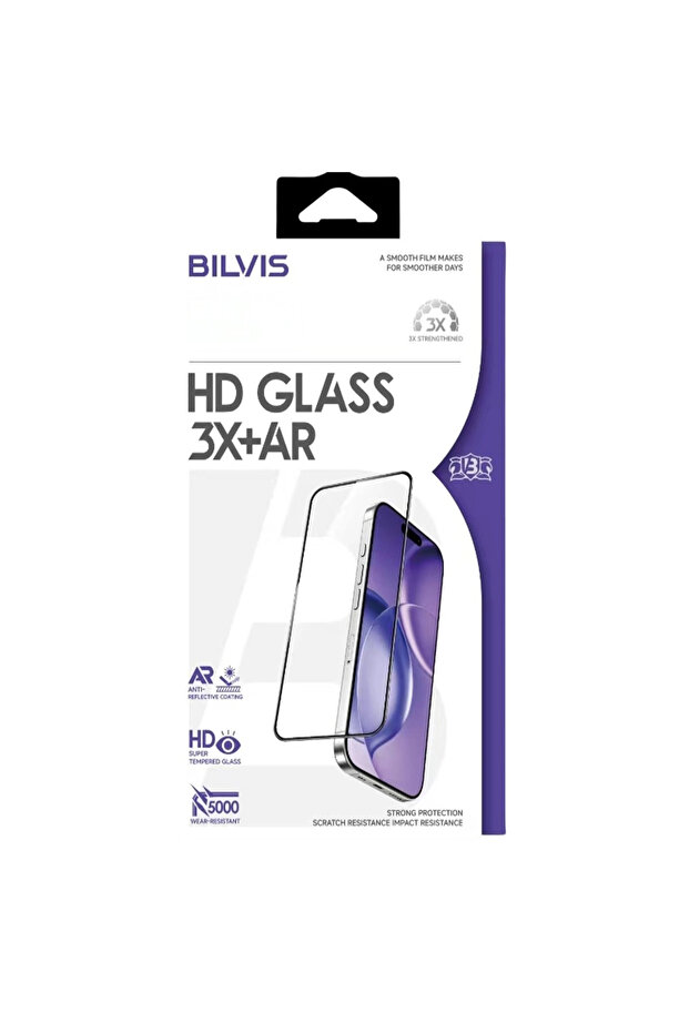 واقي شاشة زجاجي من نوع Ar Hd لهاتف ابل ايفون 17 برو بيلفيس 3x - أسود