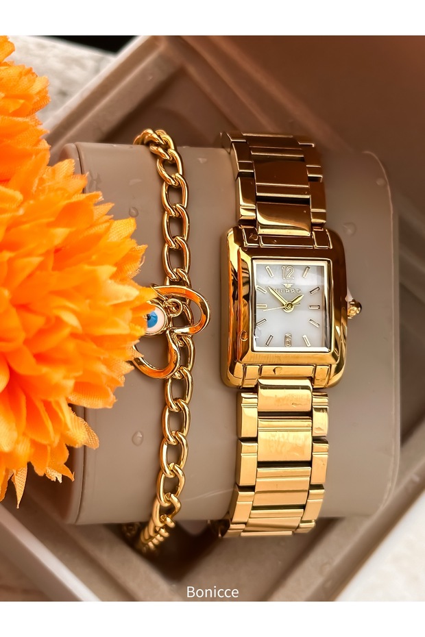 Kare Kasa, Yellow Steel Cord, in Stylish Box, Gift for Lovers and Mothers, Women's Wristwatch+ Bracelet