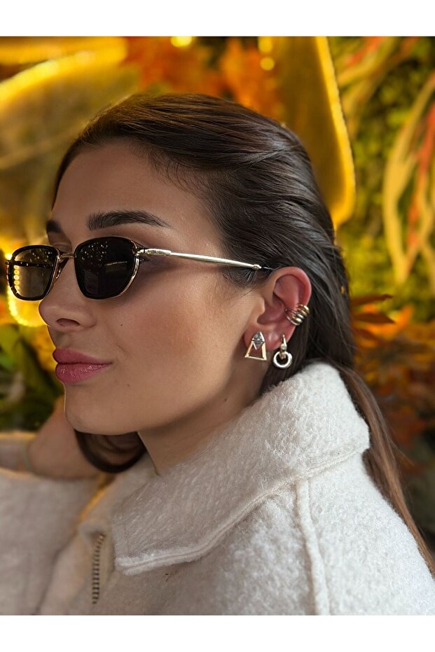 Stoned Gold Miya Steel Earrings