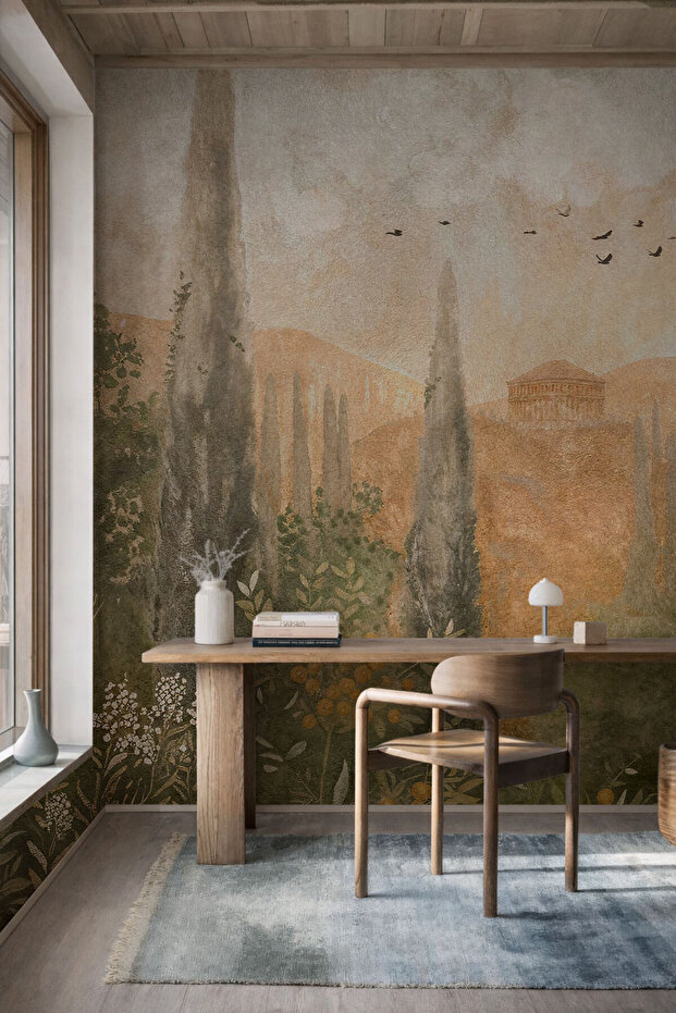 Citrana Mediterranean Landscape Patterned Self-Adhesive Wallpaper