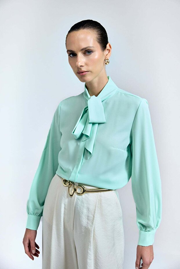 Collared Plain Shirt - Mint - 5