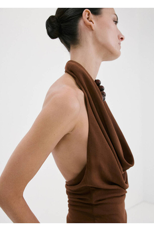 Drape halter yaka bluz - 6