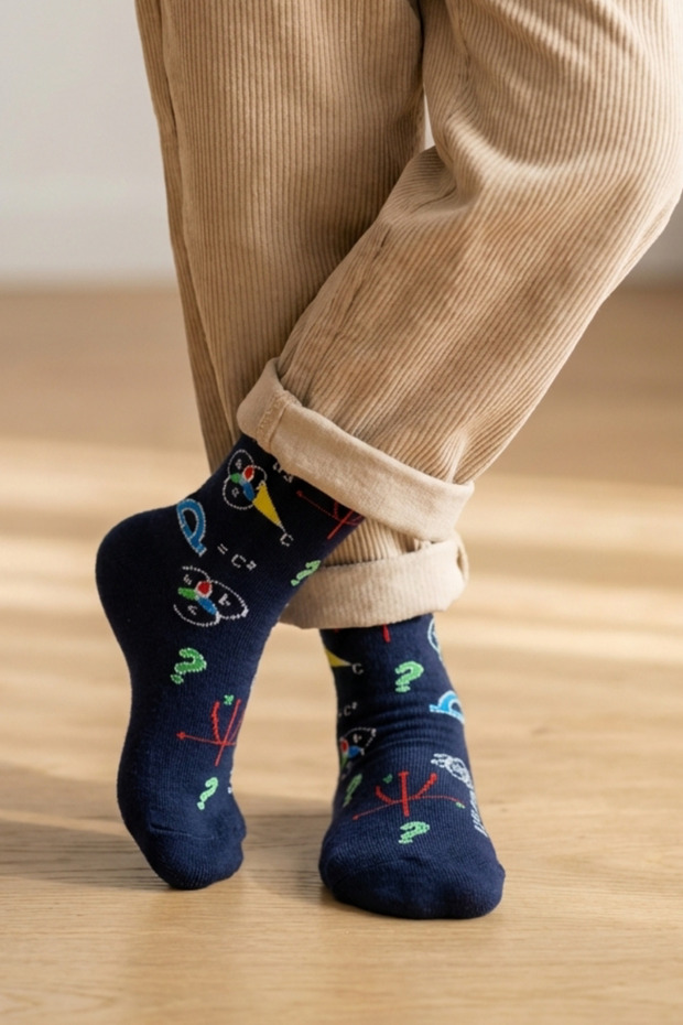 Patterned Navy Blue Children's Socks