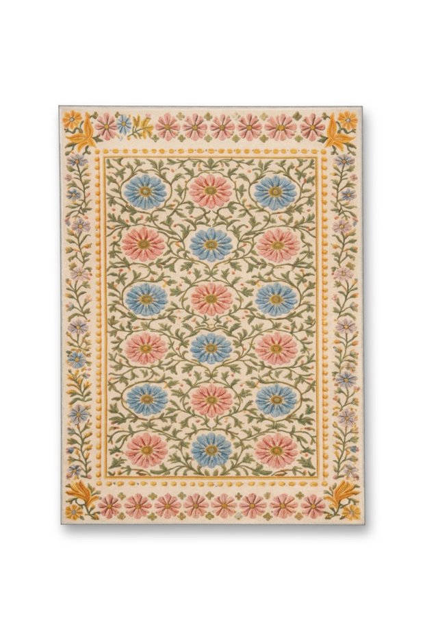 Sdt Papatya Garden Classic Frame Woven Base Decorative Carpet Sdt633