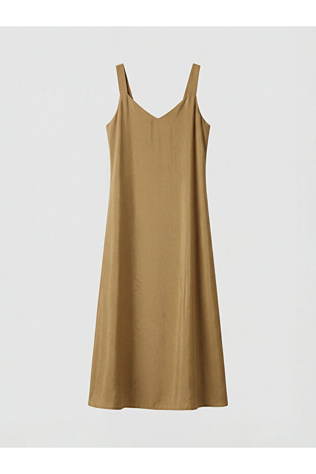 Lcw Comfort Green V-Neck Modal Blended Dress with Nevavm Difference - S6Nr88Z8-Guy