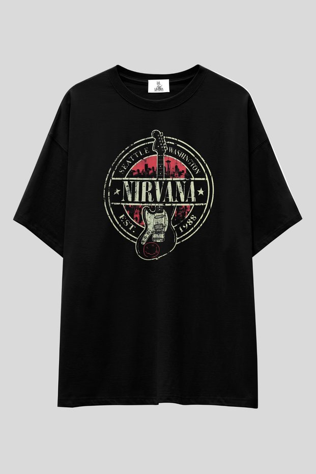 Nirvana Kurt Cobain t Shirt | Unisex 100% Cotton Black Printed Grunge Rock Band Design Tee