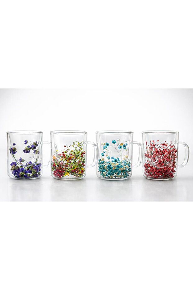 Floral Borosilicate Mug - Heat Insulated - Double Walled