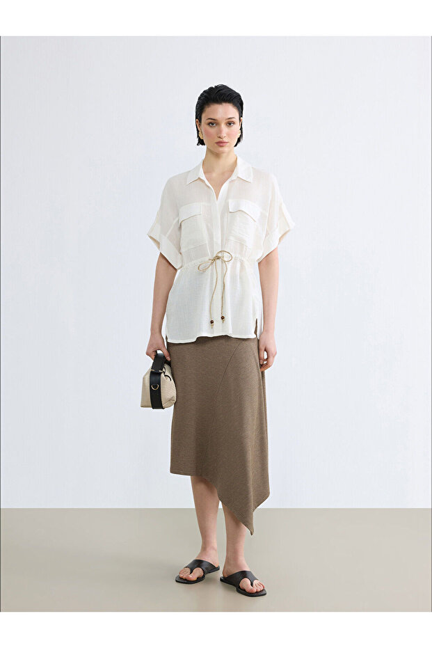 Original Elastic Waist Asymmetrical Cut Skirt