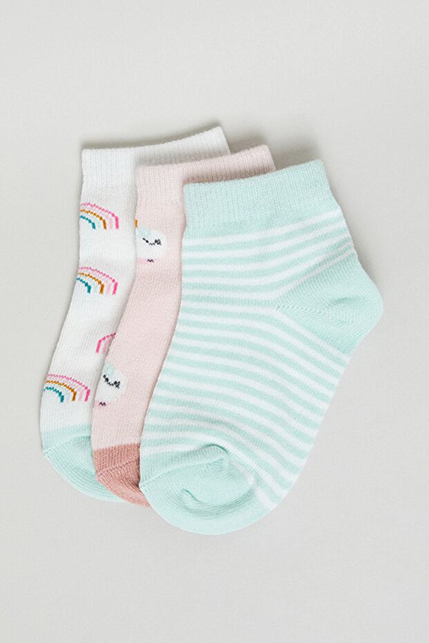 عبوة من 3 جوارب كاحل منقوشة - 1