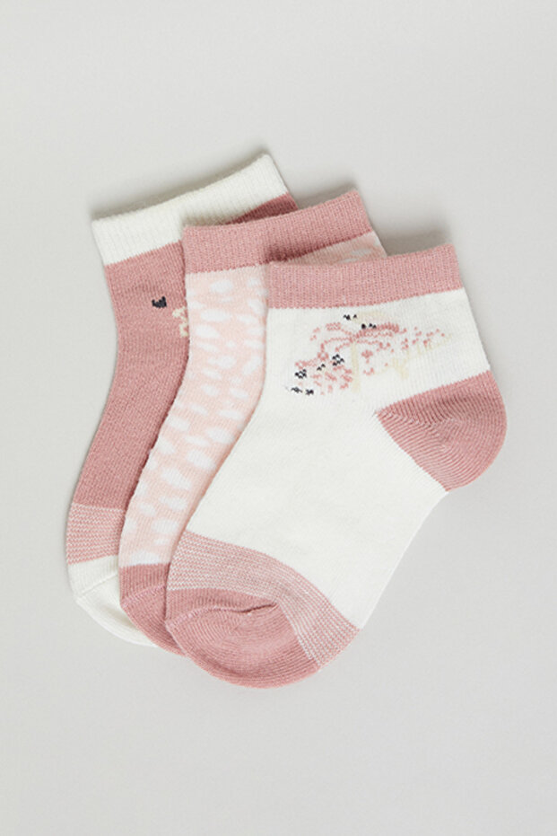 3 Pack Patterned Ankle Socks - 1