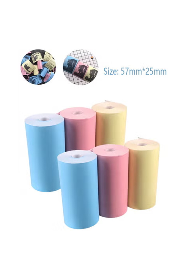 6-piece Printable Thermal Paper Rolls for Thermal Printers 57x25mm