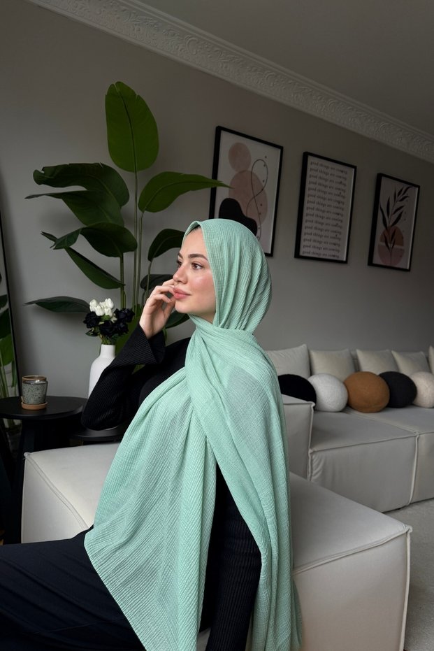 Muslin Shawl-Water Green
