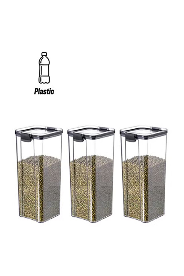 3 PCS of Different Size Kitchen Transparent Plastic Storage Jar Set 1800ml