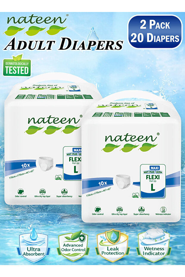 20 Count 2 Pack Flexi Maxi Adult Diapers Pants Night Time Pull Up Incontinence Underwear Men & Women