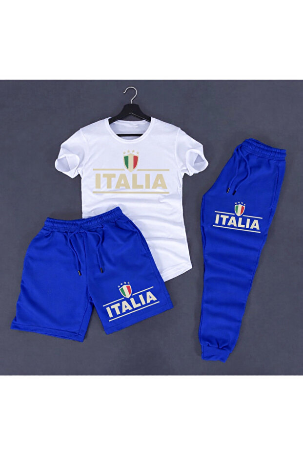 Men's Tracksuit Set Bottom-Top-Shorts Comfortable 3-Piece Mixed Prints Printed Set