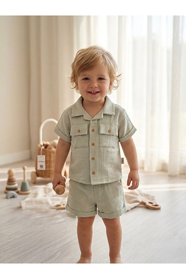 Baby Linen Breeze Theme Short Sleeve Shirt 52093