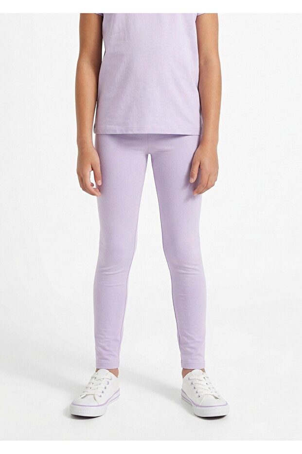 Girls Basic Solid Leggings - Purple color - 2
