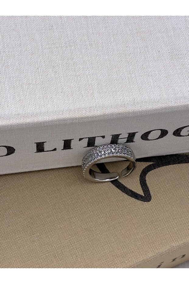 Silver Color Round Zircon Stone Special Series Adjustable Brass Ring T4/2