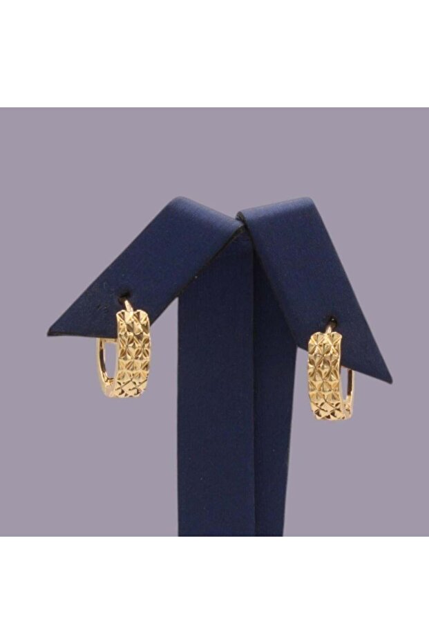 Gold Replacement Earring with Geometric Pattern That Does Not Cause Sensitivity - 2