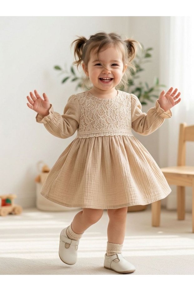 Lace Crinkle Baby Girl Dress