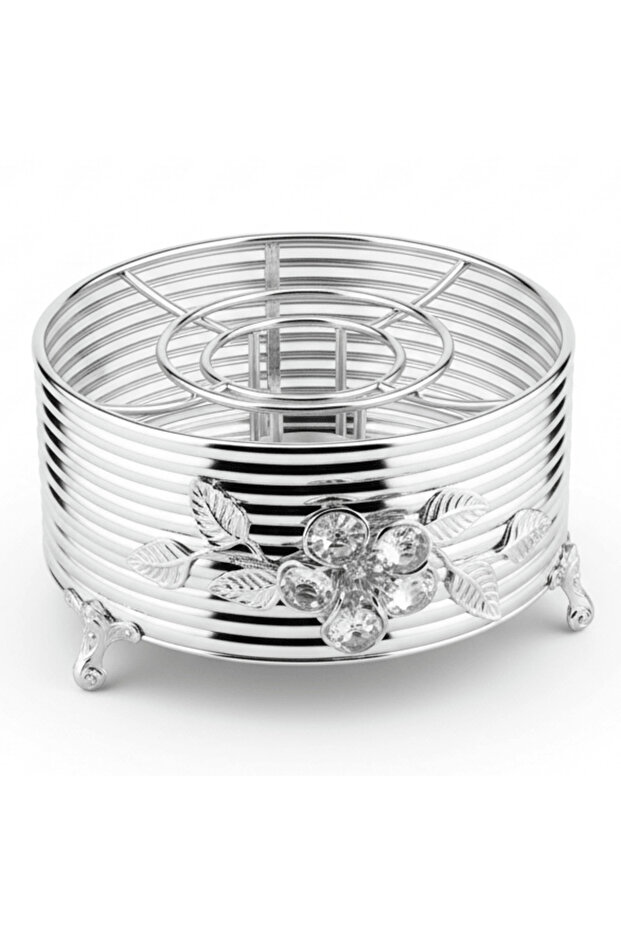 Minimalist Round Silver Metal Teapot Warmer for Tea Serving and Heat Retention – 18 x 8 cm