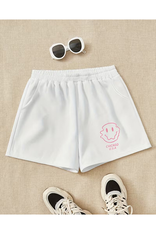 Girl's Summer Smiley Printed Shorts