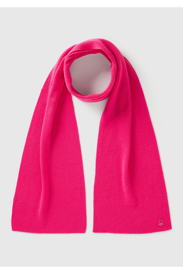 Boy's pink wool and viscose blend logo embroidered scarf