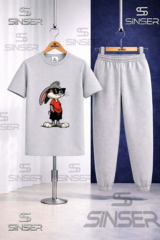 Children's Gzlk Boksbony Printed T-Shirt Tracksuit Set