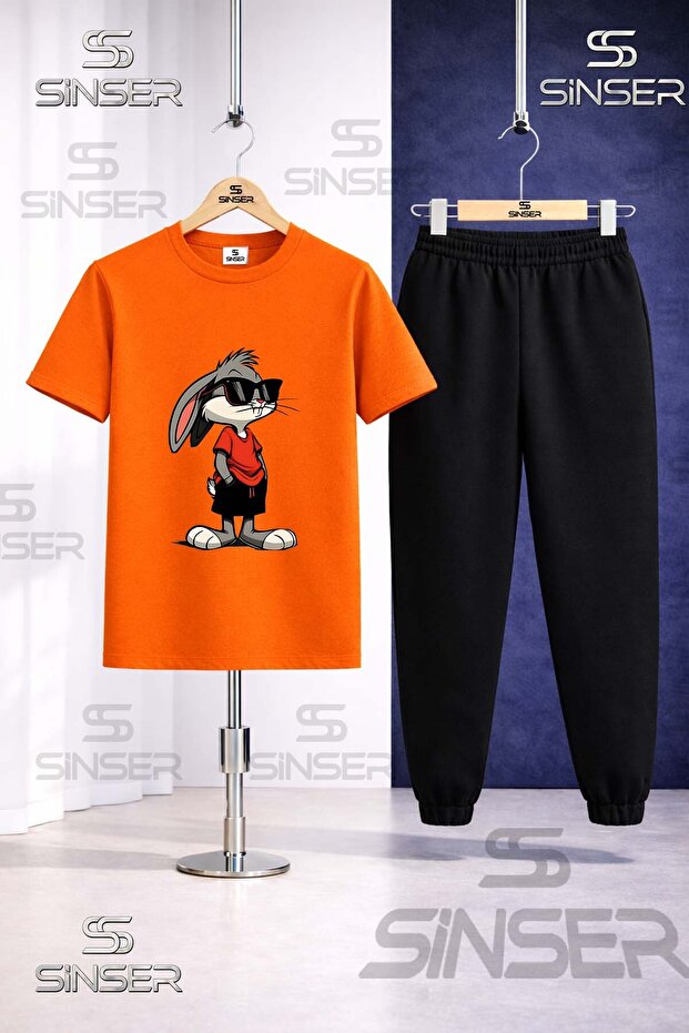 Children's Gzlk Boksbony Printed T-Shirt Tracksuit Set