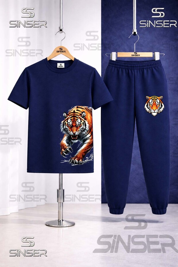 Children's Tiger Side Pence Printed T-Shirt Tracksuit Set
